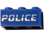 Brick 1 x 3 with Bright Light Blue and White 'POLICE' Pattern (Sticker) - Set 60246