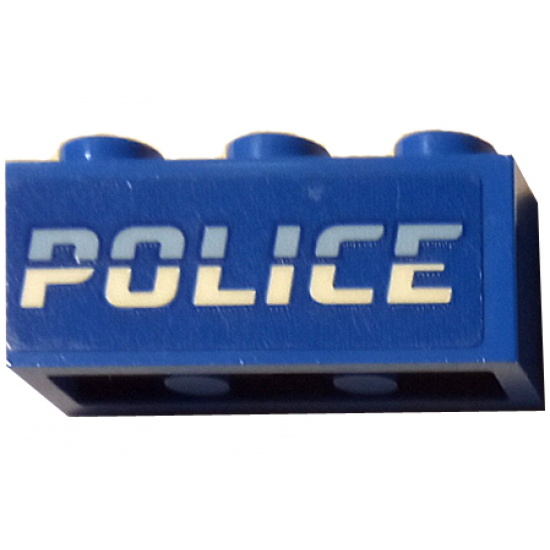 Brick 1 x 3 with Bright Light Blue and White 'POLICE' Pattern (Sticker) - Set 60246