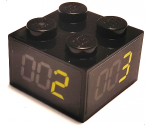 Brick 2 x 2 with Lap Counter with Yellow Numbers 1, 2, 3, and 4 Pattern on All Sides (Stickers) - Set 75888