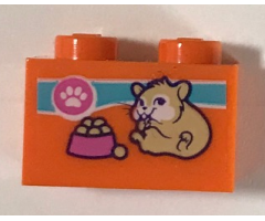 Brick 1 x 2 with Paw Print, Hamster and Food Bowl Pattern (Sticker) - Set 41345