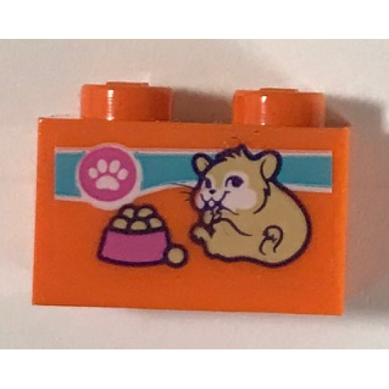 Brick 1 x 2 with Paw Print, Hamster and Food Bowl Pattern (Sticker) - Set 41345