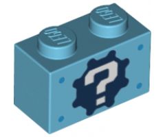 Brick 1 x 2 with Gear and Question Mark Pattern (Sticker) - Set 71380