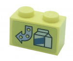 Brick 1 x 2 with Arrow and Drink Carton Pattern (Sticker) - Set 41366