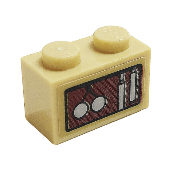 Brick 1 x 2 with Clock Weights Pattern (Sticker) - Set 75980