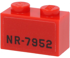 Brick 1 x 2 with Black 'NR-7952' Pattern on Both Sides (Stickers) - Set 40450