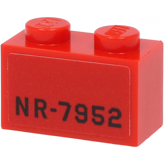 Brick 1 x 2 with Black 'NR-7952' Pattern on Both Sides (Stickers) - Set 40450