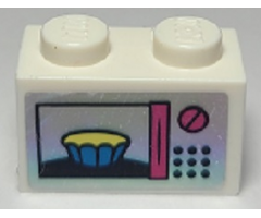 Brick 1 x 2 with Bowl in Microwave Pattern (Sticker) - Set 41366