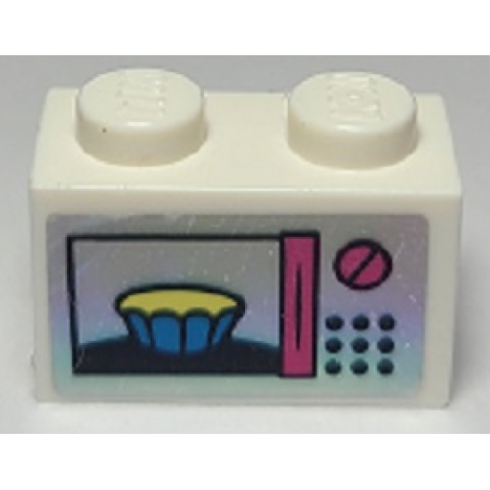 Brick 1 x 2 with Bowl in Microwave Pattern (Sticker) - Set 41366