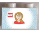 Brick 1 x 2 with LEGO Logo and Woman with Red Top Pattern (Sticker) - Set 7586