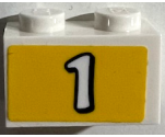 Brick 1 x 2 with White Number 1 on Yellow Background Pattern (Sticker) - Set 41372