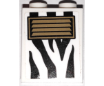 Brick 1 x 2 x 2 with Inside Stud Holder with Black Zebra Stripes Camouflage and Dark Tan Vent Pattern (Sticker) - Set 60267