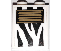 Brick 1 x 2 x 2 with Inside Stud Holder with Black Zebra Stripes Camouflage and Dark Tan Vent Pattern (Sticker) - Set 60267