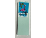 Brick 1 x 2 x 5 with Dark Pink Flamingo in Water and Small Branch with Lime Leaves on Medium Azure Background Pattern (Sticker) - Set 41347