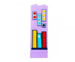 Brick 1 x 2 x 5 with Bright Light Orange, Medium Azure and Red Photos and Books on Shelf Pattern (Sticker) - Set 41232