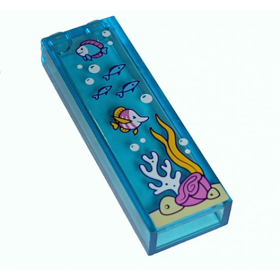 Brick 1 x 2 x 5 with Bubbles, Coral, Fish and Seaweed Pattern (Sticker) - Set 41345