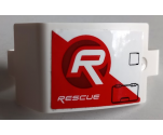 Technic, Panel Curved 3 x 5 x 3 with 'RESCUE' and Black Hatches on Red and White Stripe Pattern Model Right Side (Sticker) - Set 42092