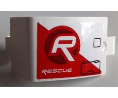 Technic, Panel Curved 3 x 5 x 3 with 'RESCUE' and Black Hatches on Red and White Stripe Pattern Model Right Side (Sticker) - Set 42092