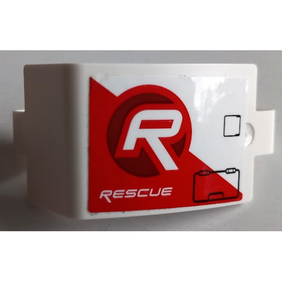 Technic, Panel Curved 3 x 5 x 3 with 'RESCUE' and Black Hatches on Red and White Stripe Pattern Model Right Side (Sticker) - Set 42092
