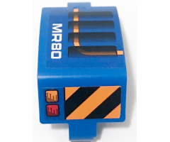 Technic, Panel Curved 3 x 5 x 3 with White 'MR80', Black and Orange Danger Stripes, Air Vent, Stripe and Taillights Pattern Model Left Side (Sticker) - Set 42071