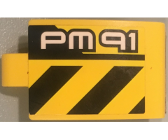 Technic, Panel Curved 3 x 5 x 3 with 'PM91' and Black and Yellow Danger Stripes Pattern Model Left Side (Stickers) - Set 42049