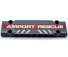 Technic, Panel Plate 3 x 11 x 1 with White 'AIRPORT RESCUE' on Red Stripe and Light Bluish Gray Danger Stripes Pattern (Sticker) - Set 42068