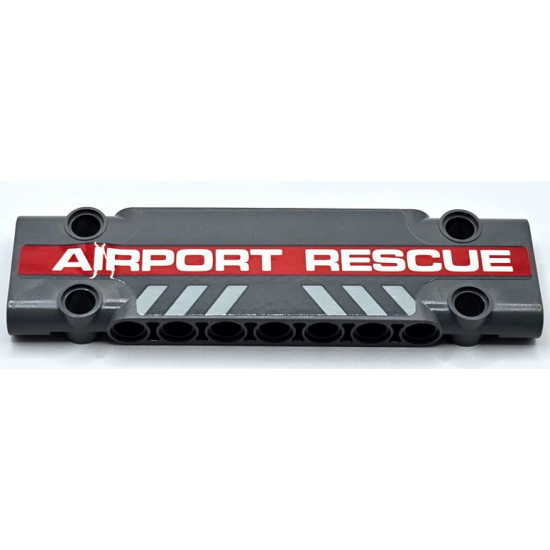 Technic, Panel Plate 3 x 11 x 1 with White 'AIRPORT RESCUE' on Red Stripe and Light Bluish Gray Danger Stripes Pattern (Sticker) - Set 42068