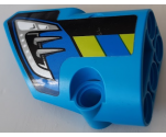 Technic, Panel Fairing # 1 Small Smooth Short, Side A with Silver Headlight, Blue and Lime Diagonal Stripes Pattern (Sticker) - Set 42091