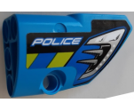 Technic, Panel Fairing # 2 Small Smooth Short, Side B with Silver Headlight, Blue and Lime Diagonal Stripes and 'POLICE' Pattern (Sticker) - Set 42091
