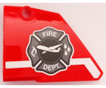 Technic, Panel Fairing #13 Large Short Smooth, Side A with 'FIRE DEPT.', Shield with Airplane and White Stripe Pattern (Sticker) - Set 42068