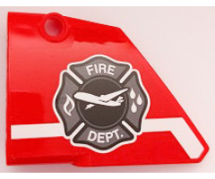 Technic, Panel Fairing #13 Large Short Smooth, Side A with 'FIRE DEPT.', Shield with Airplane and White Stripe Pattern (Sticker) - Set 42068