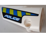Technic, Panel Fairing # 3 Small Smooth Long, Side A with Blue and Lime Diagonal Stripes and 'POLICE' Pattern (Sticker) - Set 42091