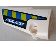 Technic, Panel Fairing # 3 Small Smooth Long, Side A with Blue and Lime Diagonal Stripes and 'POLICE' Pattern (Sticker) - Set 42091