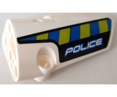 Technic, Panel Fairing # 4 Small Smooth Long, Side B with Blue and Lime Diagonal Stripes and 'POLICE' Pattern (Sticker) - Set 42091