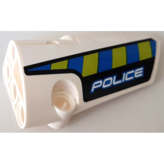 Technic, Panel Fairing # 4 Small Smooth Long, Side B with Blue and Lime Diagonal Stripes and 'POLICE' Pattern (Sticker) - Set 42091