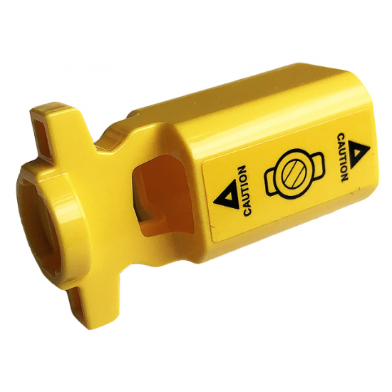 Projectile Launcher Part, Net Shooter Canister with 'CAUTION' and Triangles on Yellow Background Pattern (Sticker) - Sets 60173 / 60175