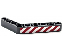 Technic, Liftarm, Modified Bent Thick 1 x 9 (6 - 4) with Red and White Danger Stripes Pattern Model Right Side (Sticker) - Set 42080