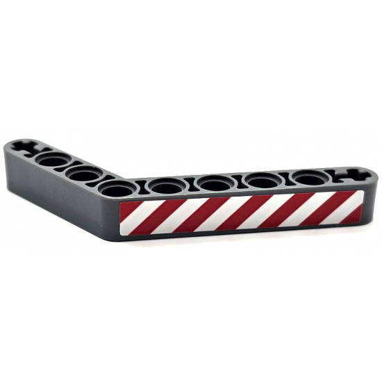 Technic, Liftarm, Modified Bent Thick 1 x 9 (6 - 4) with Red and White Danger Stripes Pattern Model Right Side (Sticker) - Set 42080