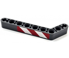 Technic, Liftarm, Modified Bent Thick 1 x 9 (7 - 3) with Red and White Danger Stripes Pattern Model Right Side (Sticker) - Set 42068