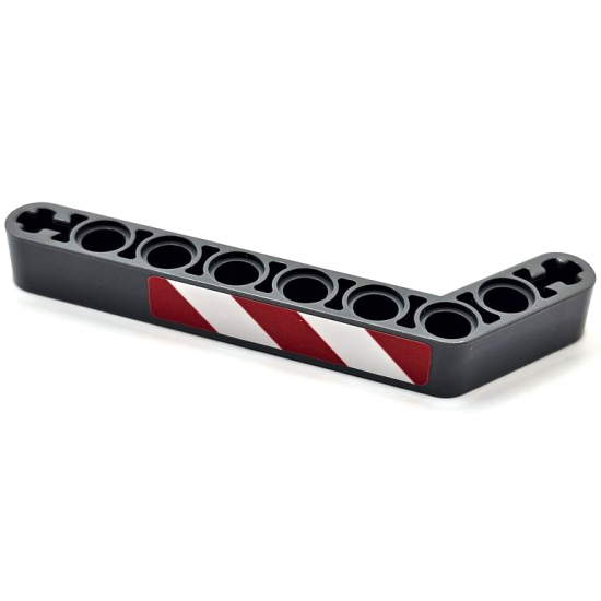 Technic, Liftarm, Modified Bent Thick 1 x 9 (7 - 3) with Red and White Danger Stripes Pattern Model Right Side (Sticker) - Set 42068