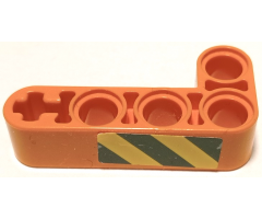 Technic, Liftarm, Modified Bent Thick L-Shape 2 x 4 with Black and Yellow Danger Stripes Pattern on Outside Model Right Side (Sticker) - Set 42062