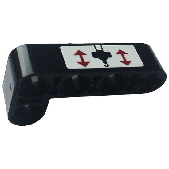 Technic, Liftarm Thick L-Shape 2 x 4 with Red Arrows and Black Hook Pattern Model Right Side (Sticker) - Set 42108