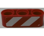 Technic, Liftarm 1 x 3 Thick with Red and White Danger Stripes Pattern Model Left Side (Sticker) - Set 8071