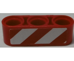 Technic, Liftarm 1 x 3 Thick with Red and White Danger Stripes Pattern Model Left Side (Sticker) - Set 8071