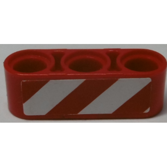 Technic, Liftarm 1 x 3 Thick with Red and White Danger Stripes Pattern Model Left Side (Sticker) - Set 8071