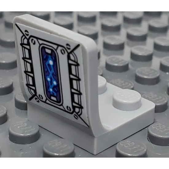 Minifigure, Utensil Seat / Chair 2 x 2 with Screws, Spikes, and Dark Azure Electrical Energy Pattern (Sticker) - Set 70429