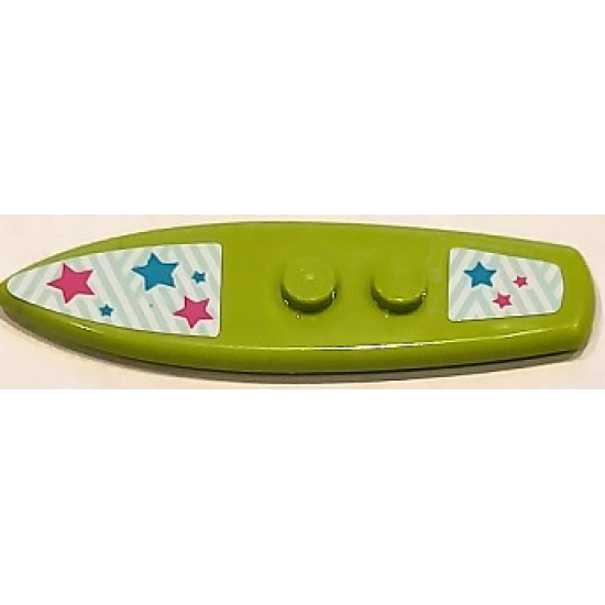 Minifigure, Utensil Surfboard Standard with Dark Pink and Medium Azure Stars Pattern (Stickers) - Set 41429