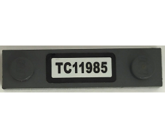 Plate, Modified 1 x 4 with 2 Studs without Groove with 'TC11985' Pattern (Sticker) - Set 76067
