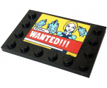Tile, Modified 4 x 6 with Studs on Edges with White 'WANTED!!!' Screen with Picture of Lena Luthor and Kryptomites Pattern (Sticker) - Set 41232