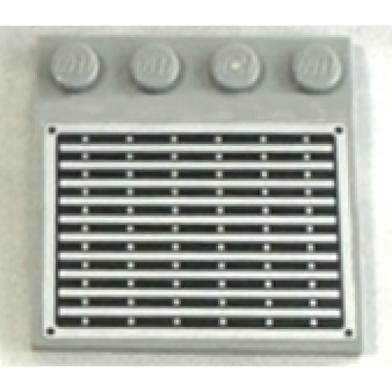 Tile, Modified 4 x 4 with Studs on Edge with Black and Silver Vehicle Grille and 4 Rivets Pattern (Sticker) - Set 75933