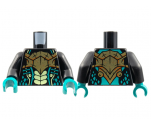 Torso Bold Breastplate, Yellowish Green Scales, Dark Turquoise Gills and Spots Pattern / Black Arms / Dark Turquoise Hands